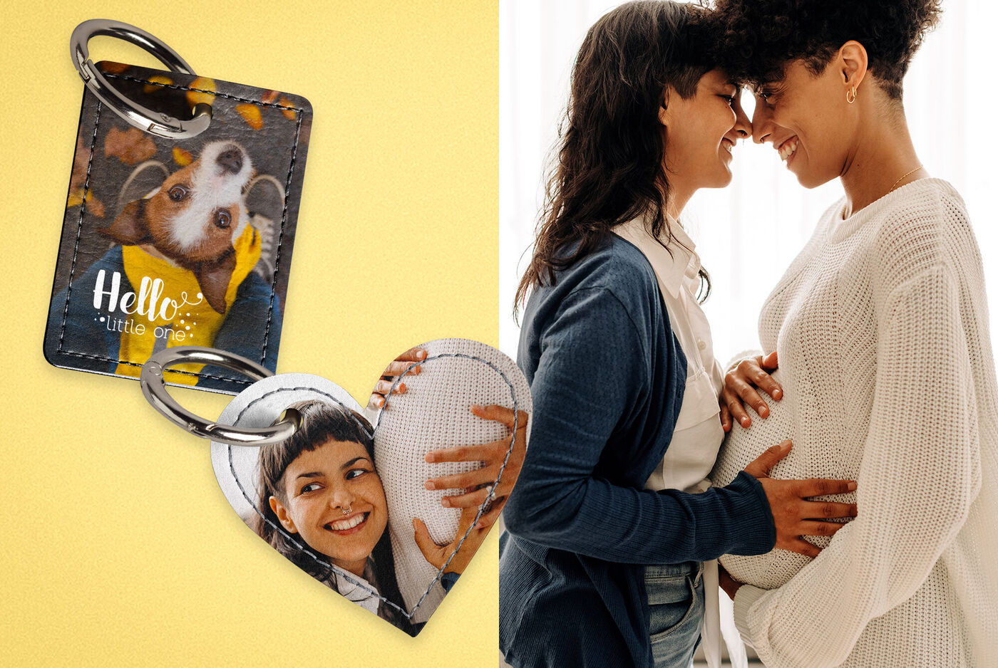 Portachiavi personalizzati con foto a forma di cuore e rettangolare
