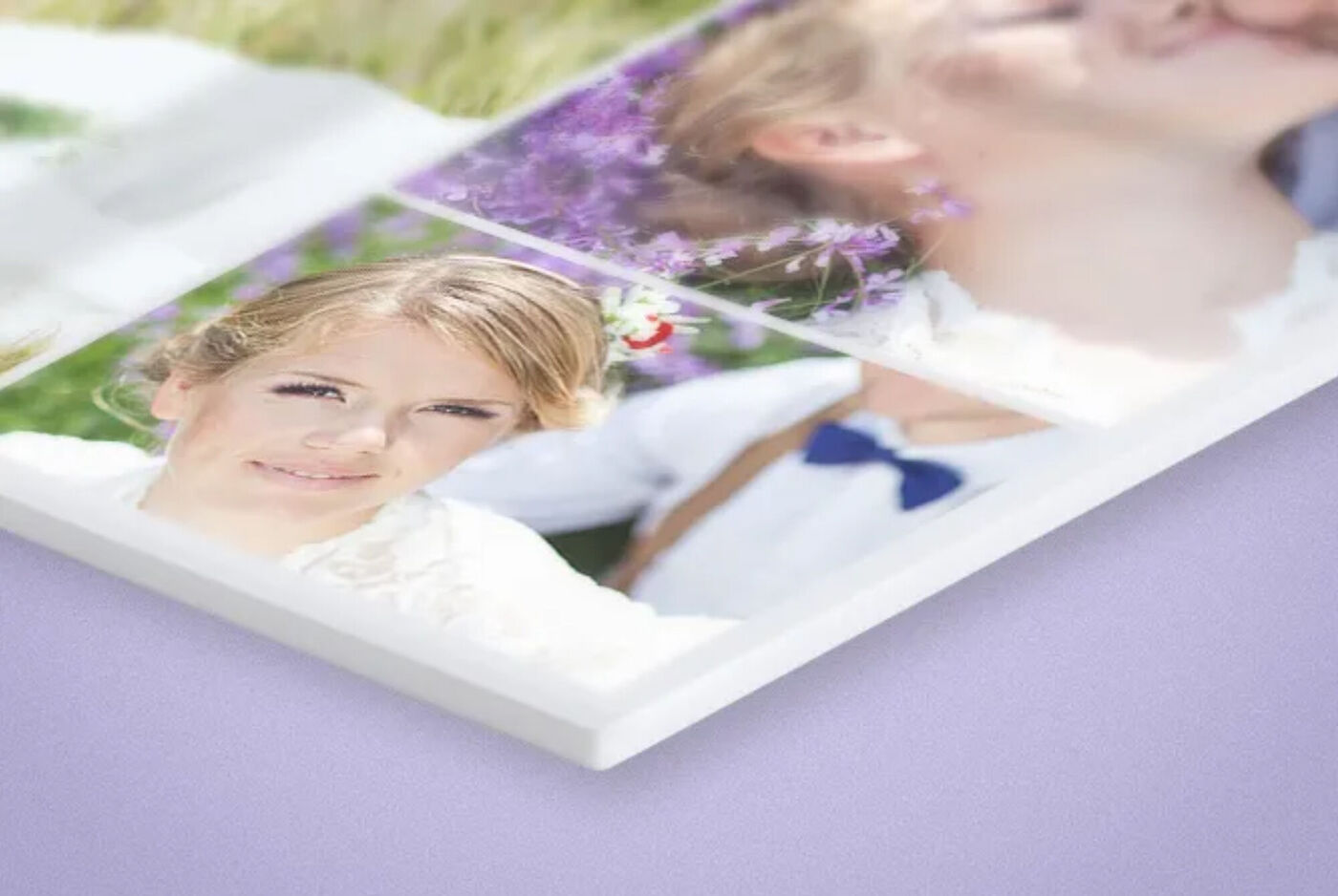 Dettaglio di un collage di foto stampato su forex