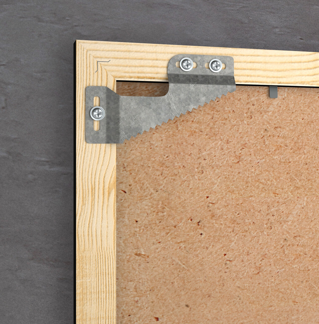 Elemento di fissaggio per una cornice in legno