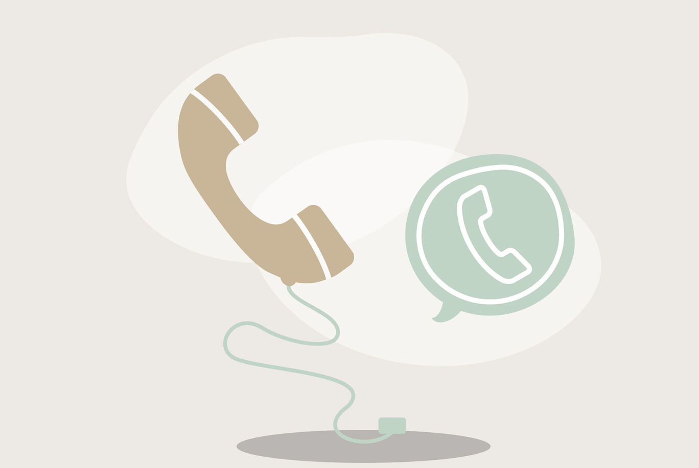 Cornetta telefonica marrone con simbolo di chiamata verde.