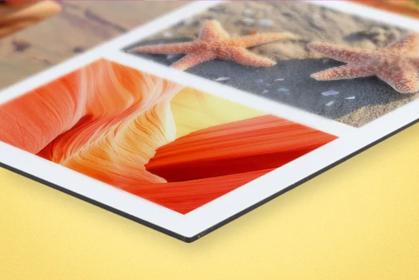 Dettaglio di un collage di foto stampato su alluminio dibond